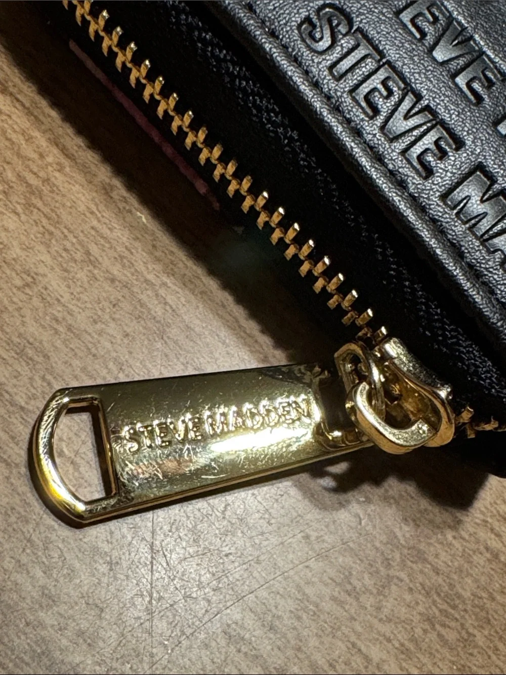 Steve Madden Black Wallet with Pink Floral Print and Gold Hardware